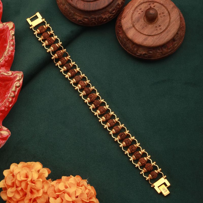 05productpagephotos.jpg Gold Plated Modern Rudraksha Bracelet - Image 1