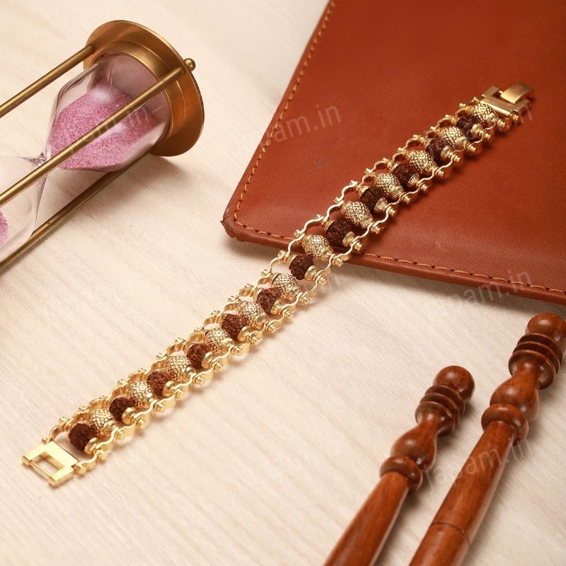 1_edd4a36e-1ac3-4959-a7bd-2f07ba3bec6c.jpg Gold Plated Golden Beads Modern Rudraksha Bracelet - Image 1