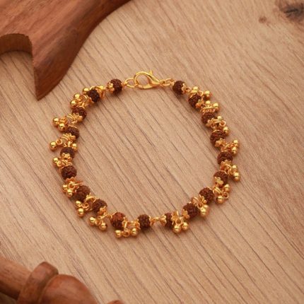 Gold Plated Elemental Rudraksha Bracelet For Women