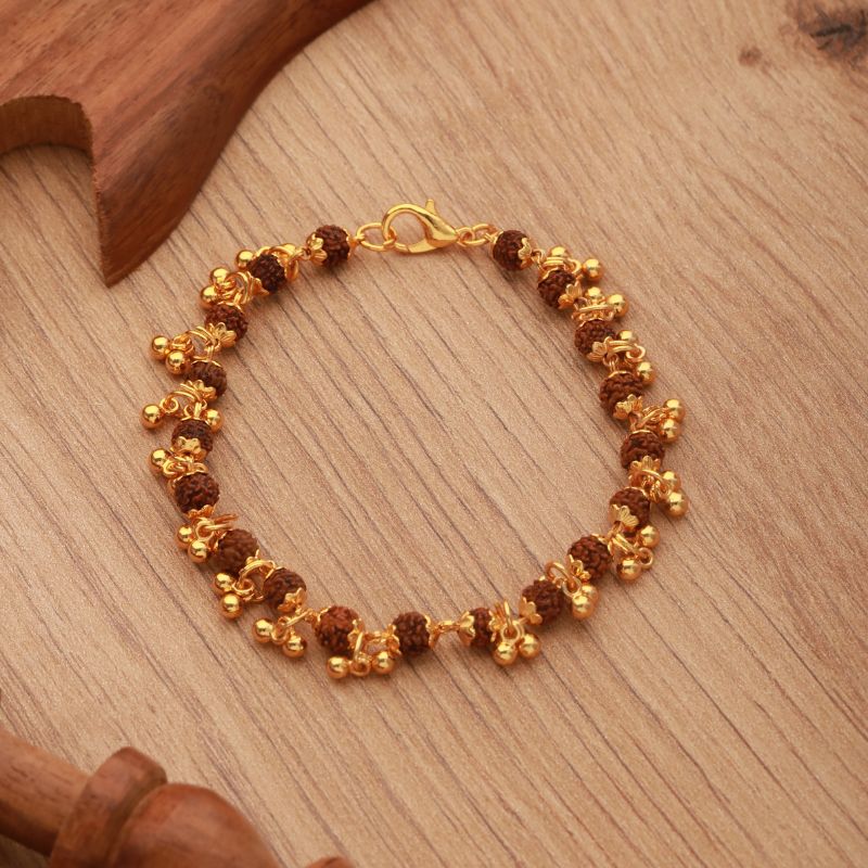 44productpagephotos.jpg Gold Plated Elemental Rudraksha Bracelet For Women - Image 1