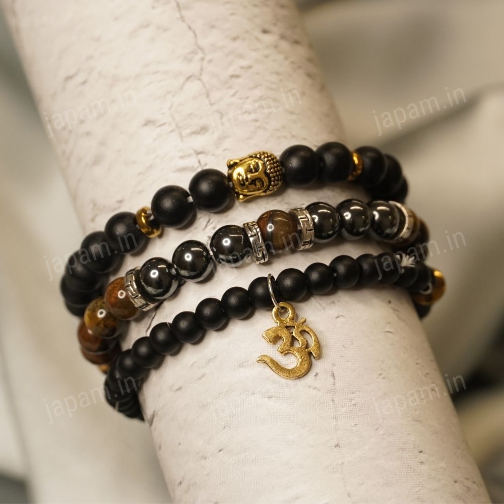 Combo_Bands_3.jpg Power Om Energy Combo of Black Onyx, Hematite & Tiger Eye Bands - Image 1
