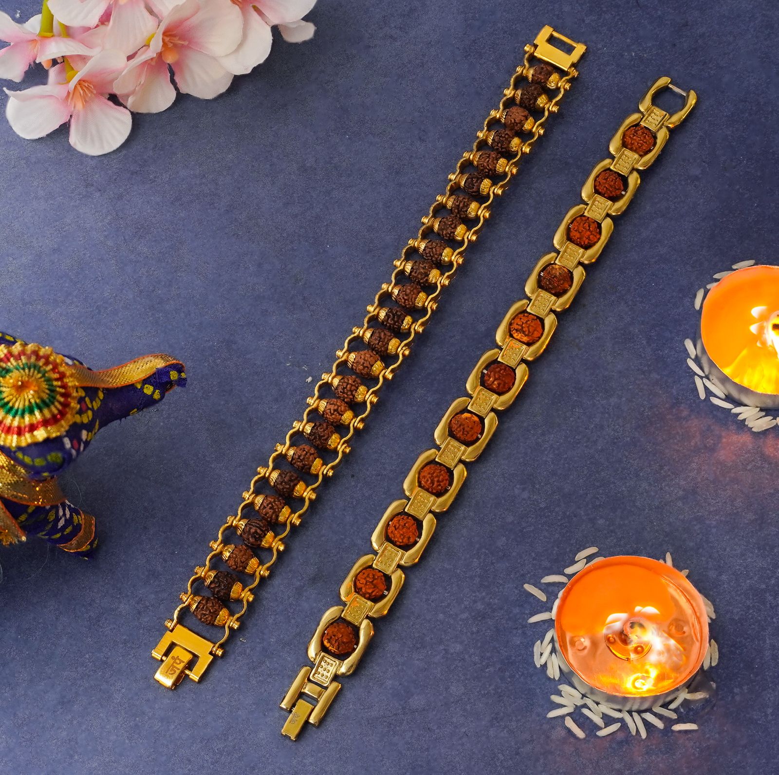 Gold_Plated_Modern_Essential_Rudraksha_Bracelet_Combo_4.jpg Gold Plated Modern + Essential Rudraksha Bracelet Combo - Image 1