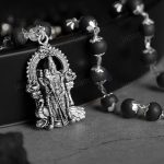 Silver Plated Karungali Necklace with Murugan Pendant